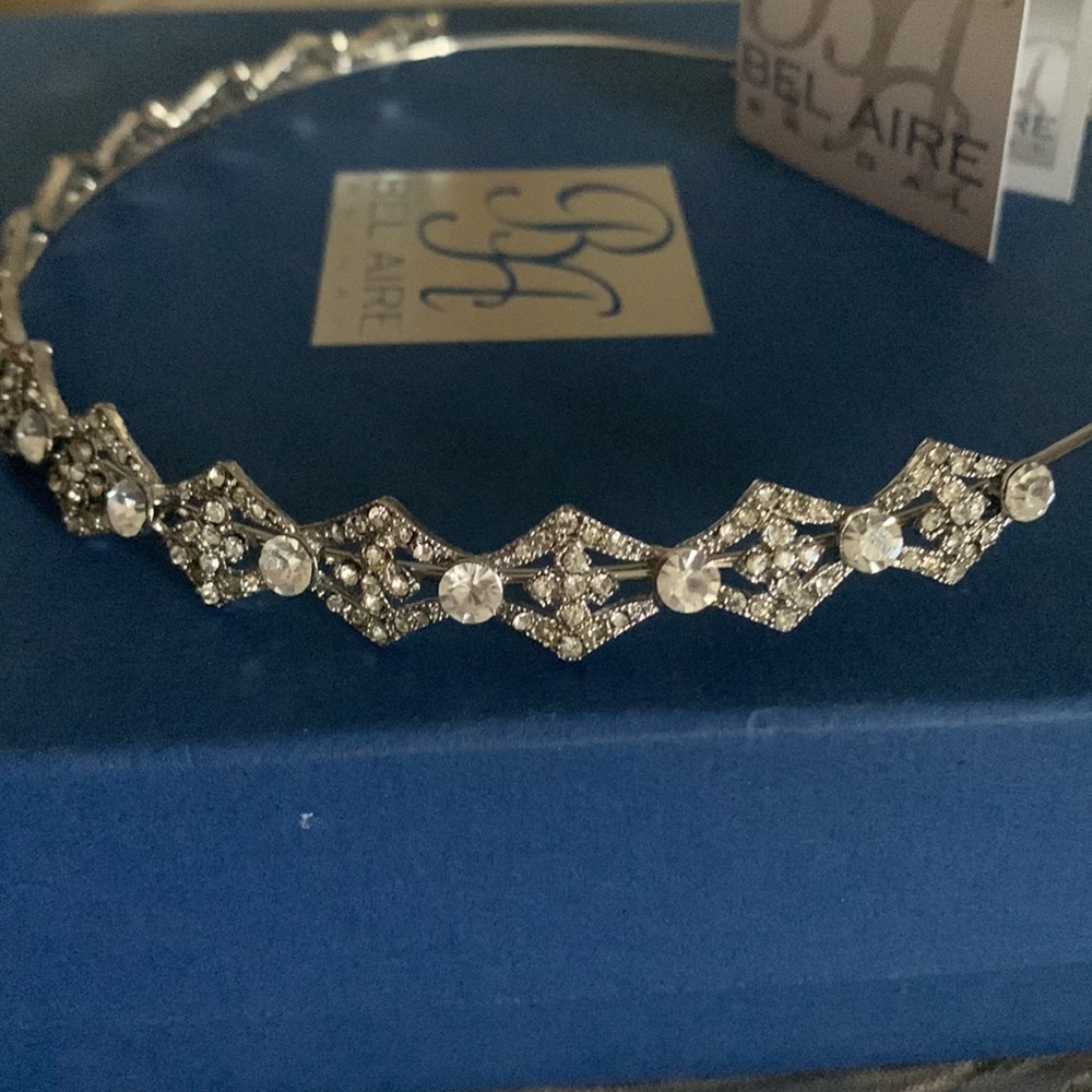 BEL AIRE BRIDAL RHINESTONE TIARA - Picture 3 of 7